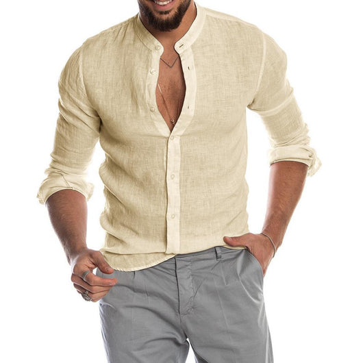 Camisa de Lino con Cuello Mao para Hombre - Image 5
