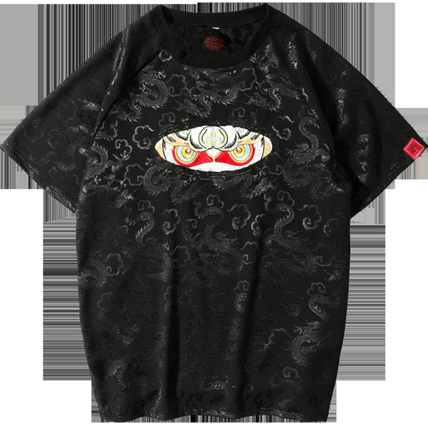 Camiseta Retro Sun Wukong Bordada con Dragón