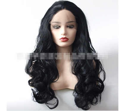 Peluca Ondulada Negra de Encaje Frontal - Fibra Sintética Premium Estilo Europeo - Image 3