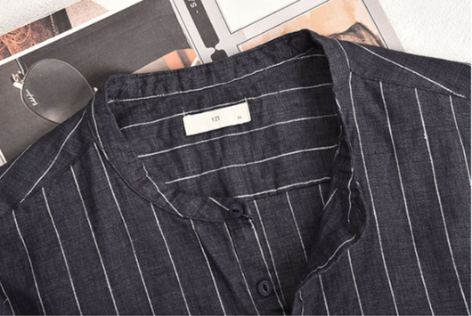 Camisa Polo Manga Corta a Rayas con Cuello Alto - Image 4