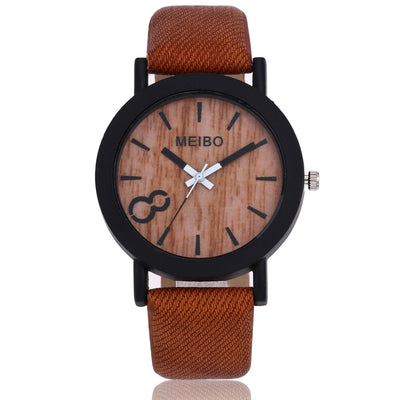 Reloj de Pulsera Cuarzo con Correa de Cuero y Textura de Madera - Image 14