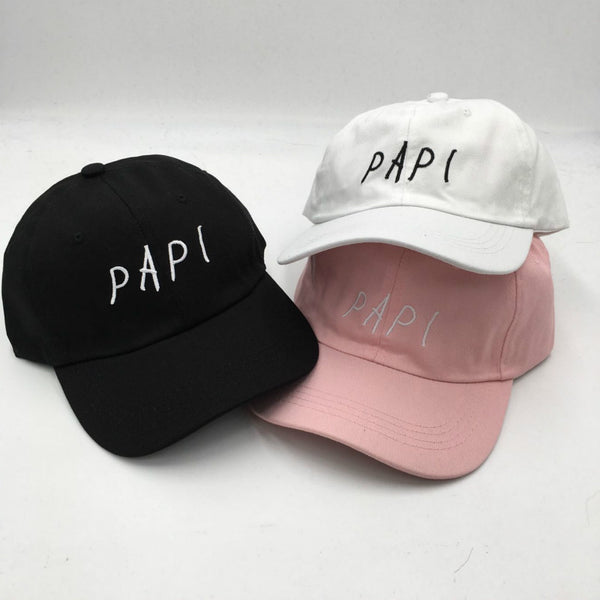 Gorra de Béisbol Papi con Bordado de Alfabeto Rosa, Blanco y Negro