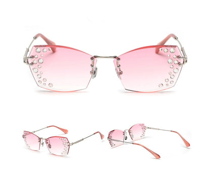Gafas de Sol sin Marco con Diamantes Espejo Destellantes - Image 17
