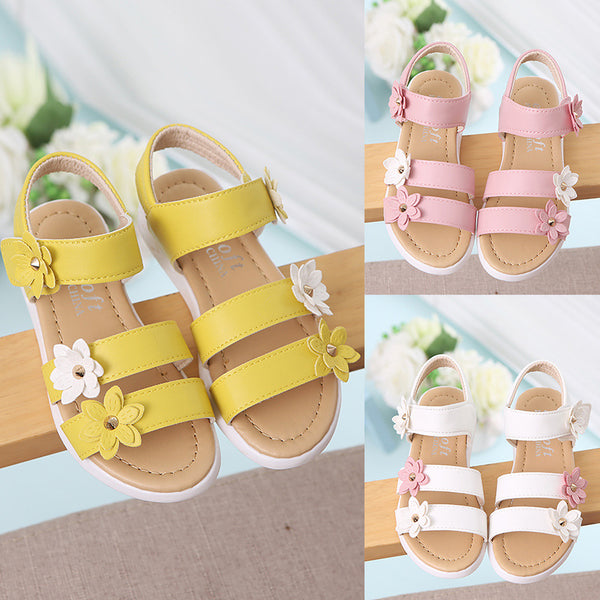 Sandalias Infantiles Princesa Flores - Zapatos Romanos para Niñas