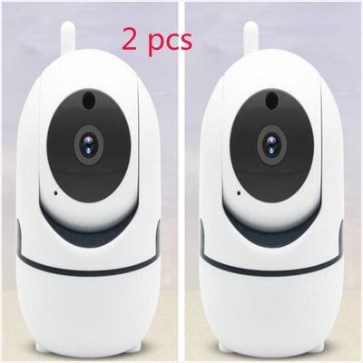 Four white indoor security cameras with black lenses and small antennas, shown in a 4-piece set. - Image 9