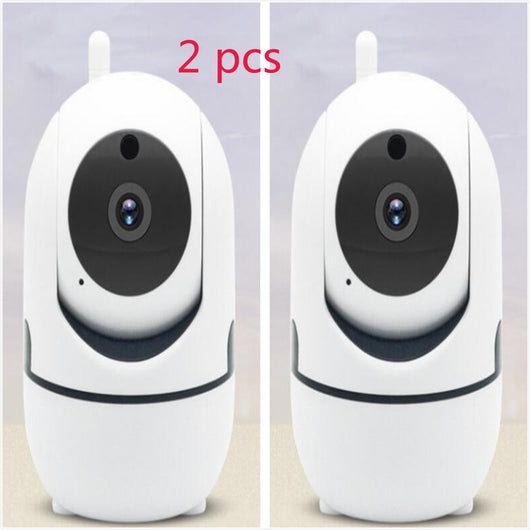 Four white indoor security cameras with black lenses and small antennas, shown in a 4-piece set. - Image 9