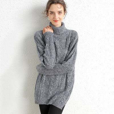 Vestido Suéter Cuello Alto Midi