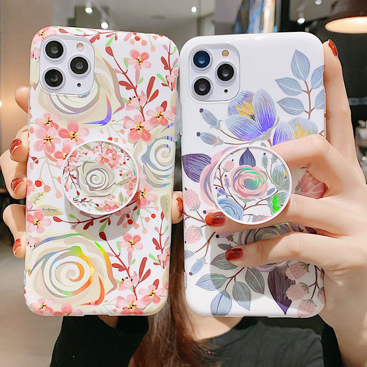 Funda para Celular con Diseño Floral Láser y Soporte - Image 2