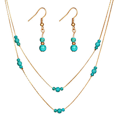 Conjunto de Collar y Aretes Turquesa Redondo - Image 13