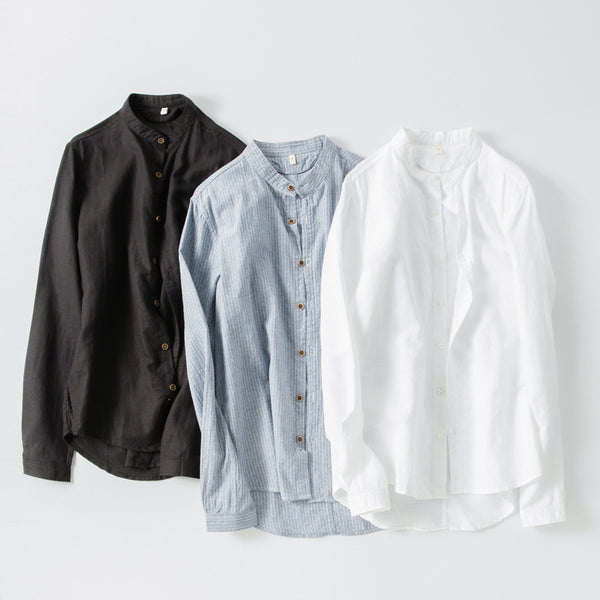 Camisa de Lino Blanca Manga Larga