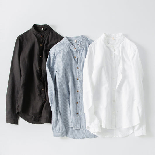 Camisa de Lino Blanca Manga Larga