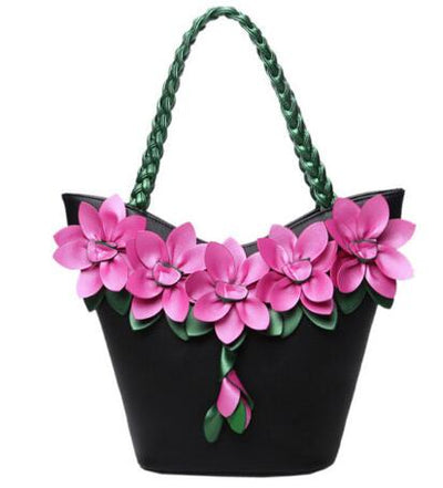 Bolsa Tote de Cuero BIRDS Diseñador con Flores - Cartera Vintage Composite para Mujer - Image 3