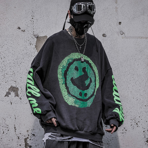 Suéter para Hombre con Estampado de Cara Sonriente Abstracta