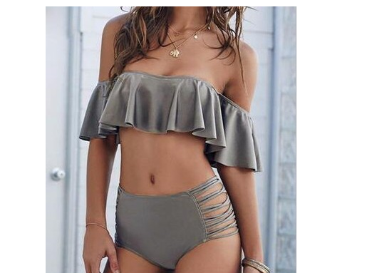 Bikini de Cintura Alta con Un Hombro y Abertura para Mujer - Image 6