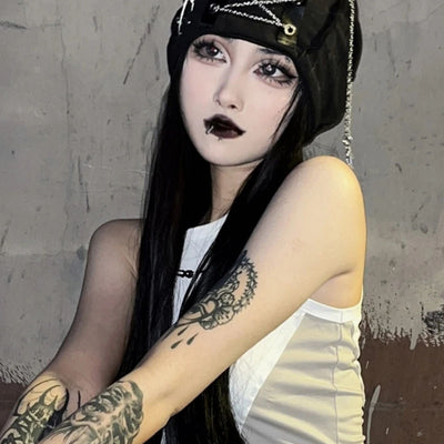 Gorro Gothic Lolita Negro Profundo Estilo Harajuku Punk para Mujer - Image 6