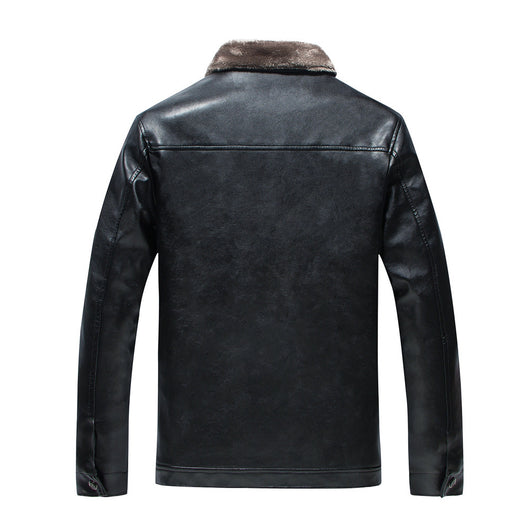 Chaqueta de Cuero con Cuello Mao Acolchada para Hombre - Image 2
