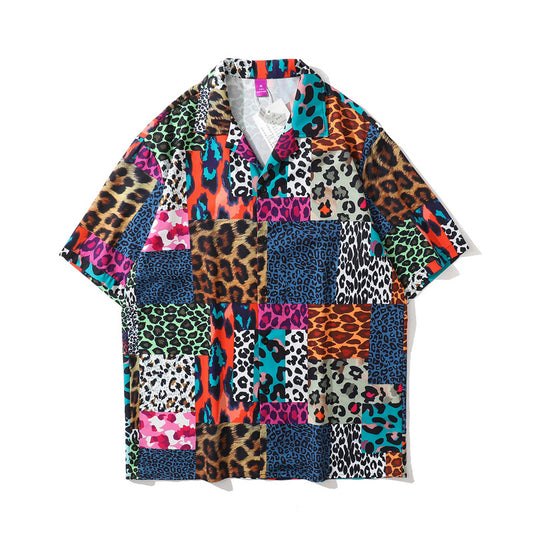Camisa Estampado Leopardo con Detalles de Costura - Unisex Tendencia Urbana