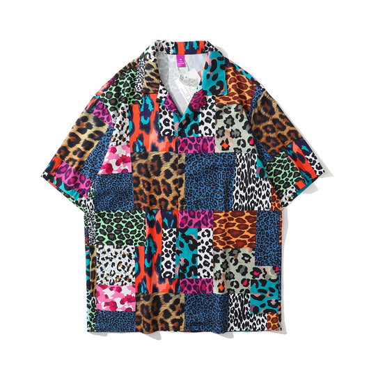 Camisa Estampado Leopardo con Detalles de Costura - Unisex Tendencia Urbana