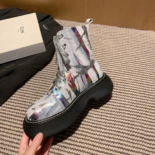 Botas Martin de Plataforma con Estampado en Cuero Genuino - Estilo Nicho Exclusivo - Image 8