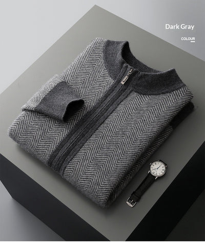 Cardigan de Lana Pura para Hombre con Cierre de Cremallera y Cuello Alto - Image 8