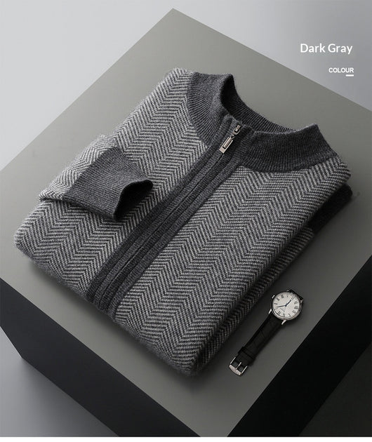 Cardigan de Lana Pura para Hombre con Cierre de Cremallera y Cuello Alto - Image 8