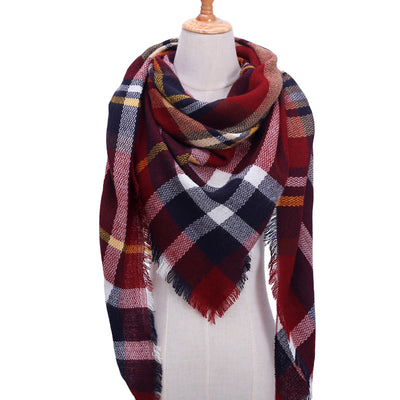 Bufanda de Cashmira Artificial Otoño Invierno Triangular Pareja Cuadros Cálida - Image 11