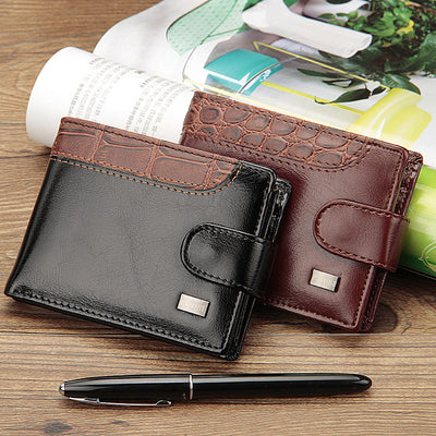 Cartera Corta de Cuero para Hombre con Hebilla - Billetera Compacta