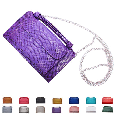 Cartera Clutch con Patrón Serpiente y Cadena Desmontable
