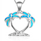 Fashion Plateado filled Azul opal sea turtle pendant necklace for women female Animal wedding ocean beach jewelry gift B