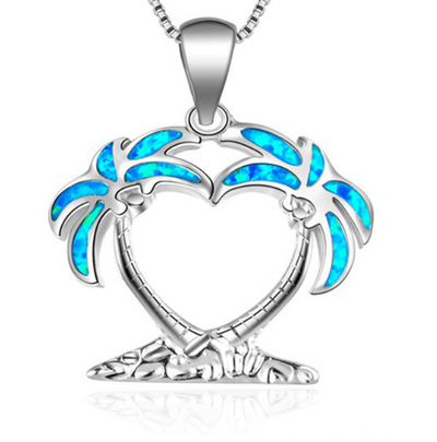 Collar colgante tortuga marina con ópalo azul y plata laminada para mujer - Image 5