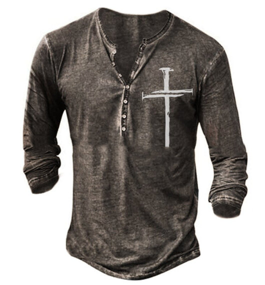 Camiseta Casual de Manga Larga con Estampado Moderno para Hombre - Image 3