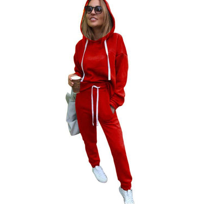 Conjunto Deportivo Mujer Sudadera Irregular con Capucha Dos Piezas - Image 5