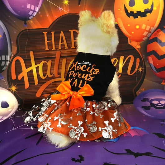 Disfraz de Halloween para Perros y Gatos - Calavera Negra con Decoración de Fiesta - Image 9
