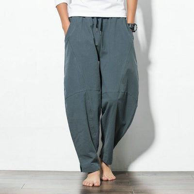 Pantalones Harem Étnicos de Algodón y Lino con Encaje Hip-Hop