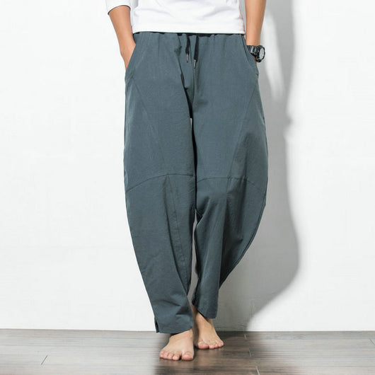 Pantalones Harem Étnicos de Algodón y Lino con Encaje Hip-Hop