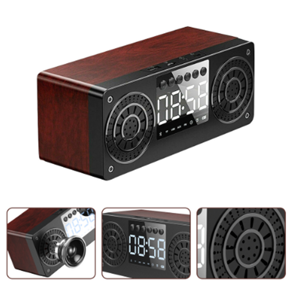Reloj Parlante Bluetooth de Madera con Subwoofer Retro - Image 6