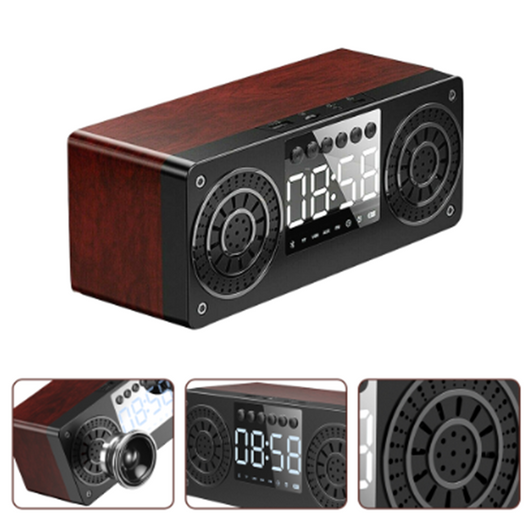 Reloj Parlante Bluetooth de Madera con Subwoofer Retro - Image 6