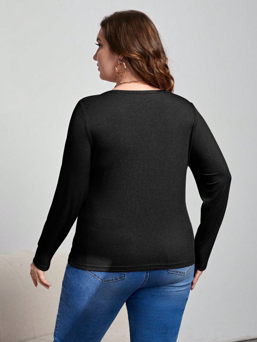 Blusa Ajustada de Manga Larga con Diseño Calado Elegante - Image 10