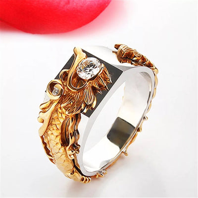 Anillo de Dragón Dominante para Hombre con Zircón Bicolor Estilo Punk Hip Hop - Image 9