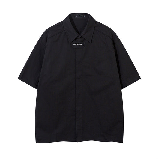 Camisa Suelta de Manga Corta para Hombre en Tono Oscuro