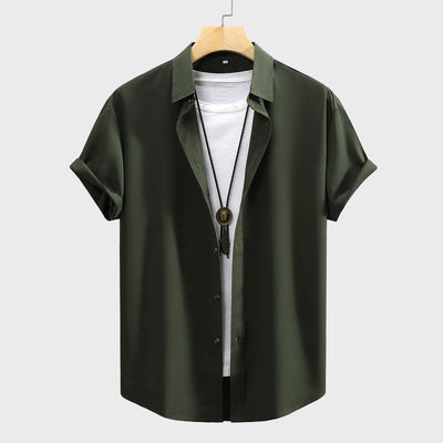 Camisa de Manga Corta Clásica para Hombre - Color Liso Verano - Image 11