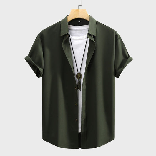 Camisa de Manga Corta Clásica para Hombre - Color Liso Verano - Image 11