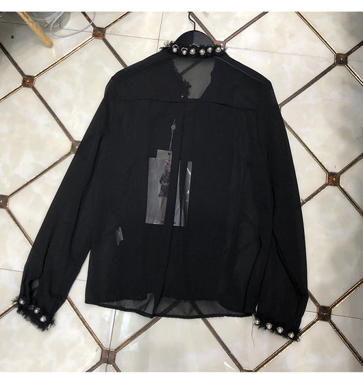 Blusa Retro de Gasa Versátil con Diseño Discreto - Image 3