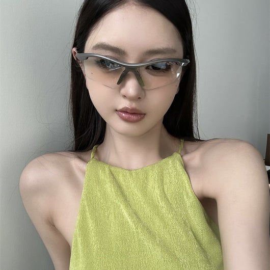 Blue frame sunglasses with blue mirrored lenses, ideal for outdoor sports and fashion wear.