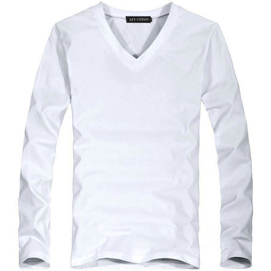Camiseta Slim Fit Hombre Colores Sólidos Primavera Otoño - Image 13