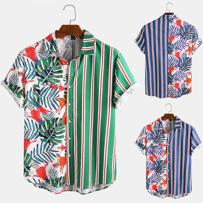 Camisa Estampada con Detalles de Rayas Combinadas