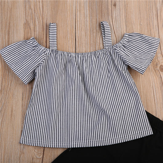 Conjunto Infantil Verano: Blusa Tirantes Rayas y Pantalón Corto - Image 4
