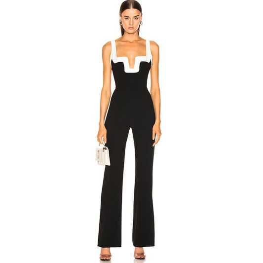 Jumpsuit de Cintura Alta y Piernas Anchas
