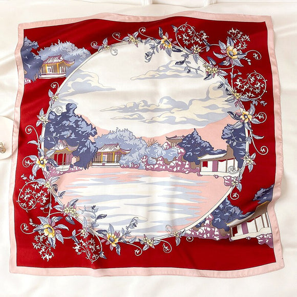 Pañuelo de Seda Estampado Coreano Grande