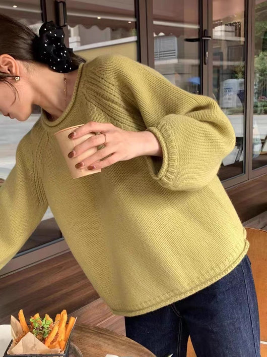 Suéter Tejido de Cuello Alto en Colores Sólidos - Estilo Relajado - Image 5